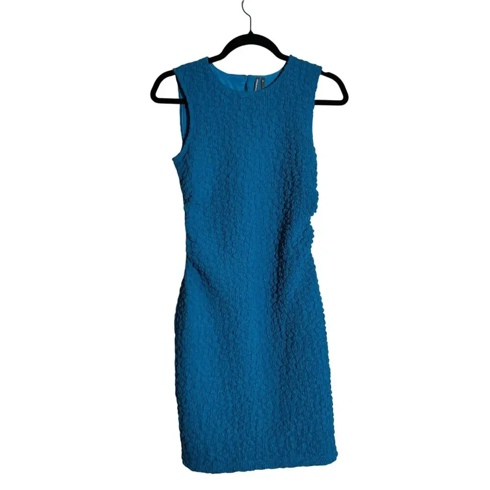 ANTHROPOLOGIE NWT $148 Textured Mini Shift Dress Topaz Blue Size XS - Picture 5 of 12